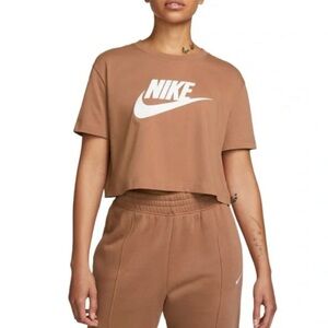 Nike Sportswear Essential Women's Cropped Logo T-Shirt in Mineral Clay